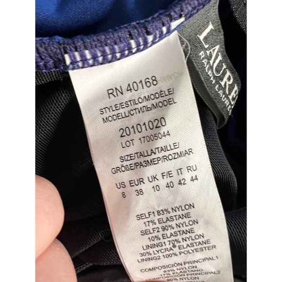 Lauren Ralph Lauren Blue Ruffle Ruched Tankini Swim Top Size 8 Hidden Underwire - Picture 6 of 8